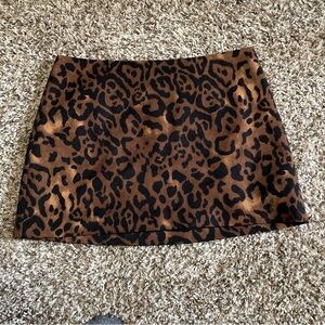 Reformation Brown and Black Animal Print Mini Skirt